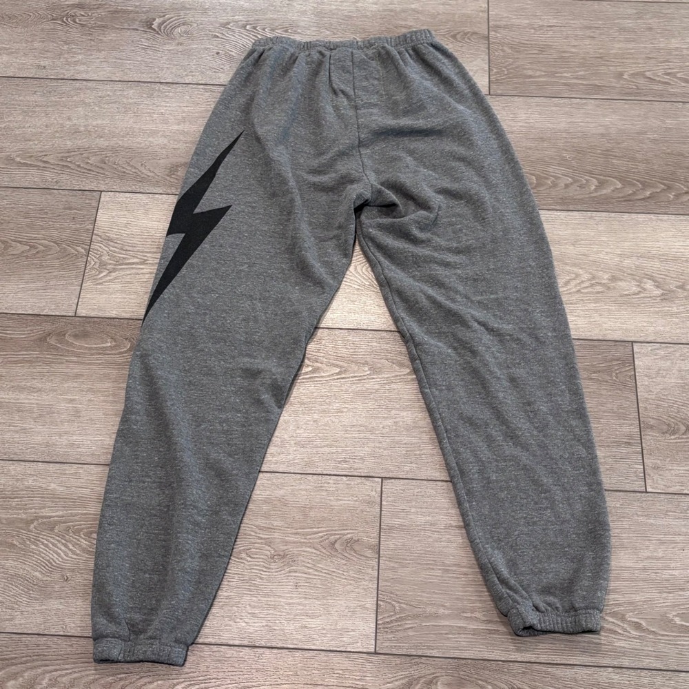 Aviator Nation Sweatshirt Sweatpants Set Womens Medium Gray Bolt Lounge Casual - Picture 14 of 14
